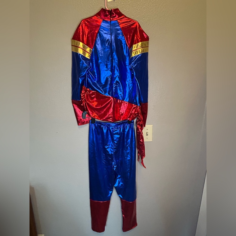 Captain Marvel Costume Girls Halloween Super Hero Sz L - Picture 5 of 9